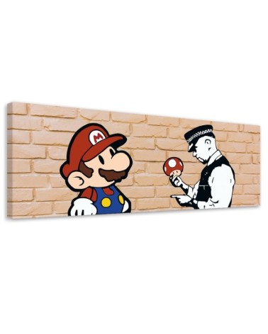 Modern canvas print - Banksy Mario and the Policeman | FEEBY