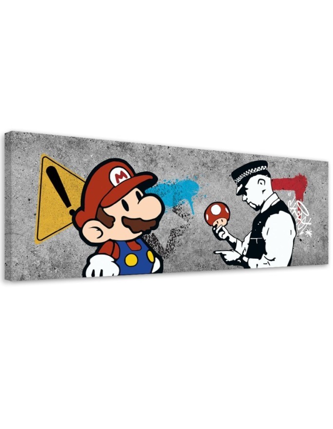 Obraz na płótnie - Banksy Mario i Policjant | Feeby.pl