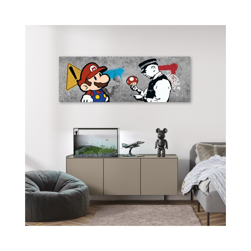 Bild auf Leinwand - Banksy Mario und der Polizist | Feeby