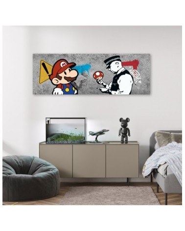Bild auf Leinwand - Banksy Mario und der Polizist | Feeby