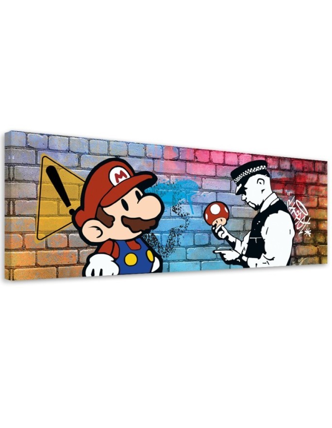 Leinwandbild modern - Banksy Mario und der Polizist | Feeby