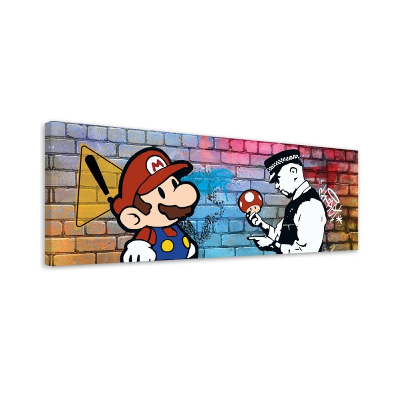 Leinwandbild modern - Banksy Mario und der Polizist | Feeby