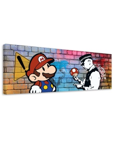 Leinwandbild modern - Banksy Mario und der Polizist | Feeby