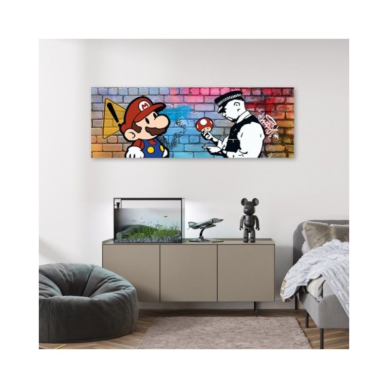 Leinwandbild modern - Banksy Mario und der Polizist | Feeby