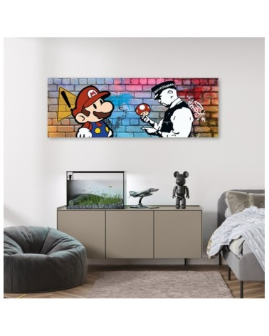Leinwandbild modern - Banksy Mario und der Polizist | Feeby
