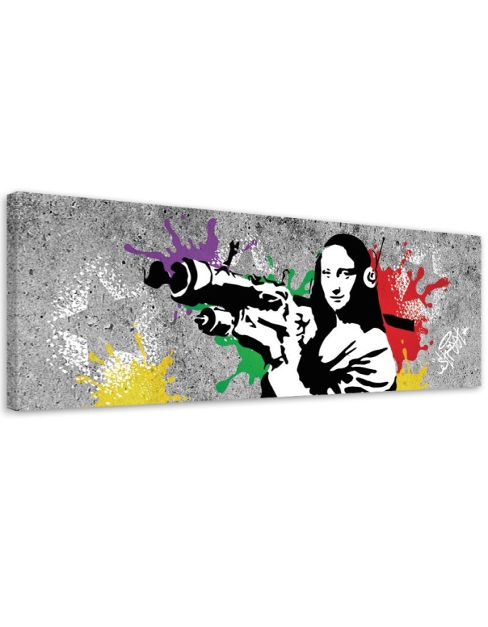 Wydruk na płótnie do sypialni - Banksy Mona Lisa i Bazooka | Feeby.pl