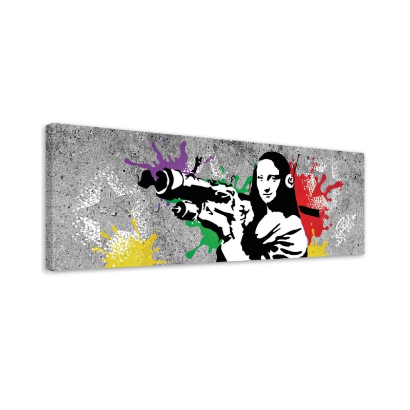 Leinwandbild - Banksy Mona Lisa und die Bazooka | Feeby