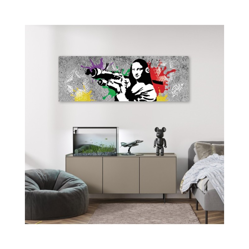Leinwandbild - Banksy Mona Lisa und die Bazooka | Feeby