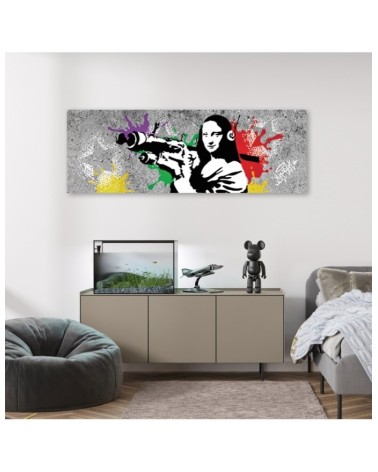Leinwandbild - Banksy Mona Lisa und die Bazooka | Feeby