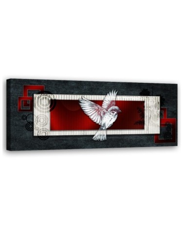 Leinwandbild - Vogel auf dunklem Hintergrund | Feeby