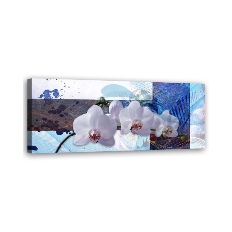 Wandbild für Wohnzimmer - Blaue Orchidee Komposition | Feeby