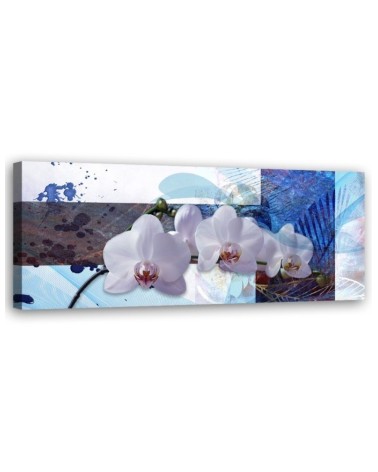 Wandbild für Wohnzimmer - Blaue Orchidee Komposition | Feeby