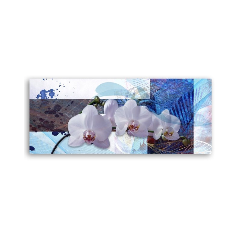 Wandbild für Wohnzimmer - Blaue Orchidee Komposition | Feeby