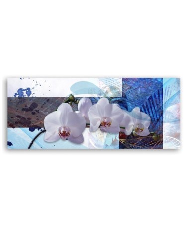 Wandbild für Wohnzimmer - Blaue Orchidee Komposition | Feeby