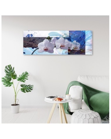 Wandbild für Wohnzimmer - Blaue Orchidee Komposition | Feeby