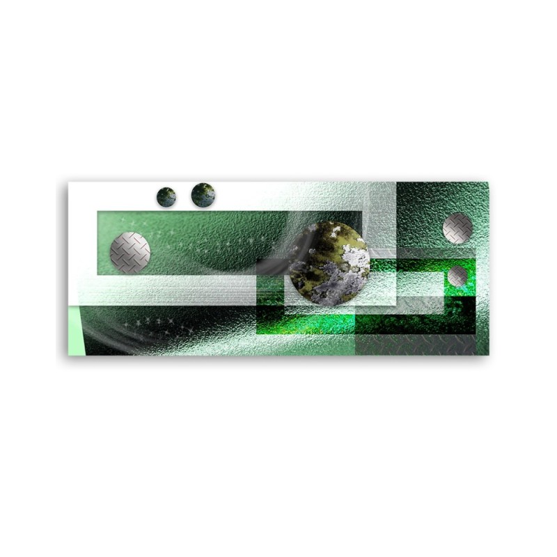 Leinwandbild - Grüne Metallkugeln abstrakt | Feeby