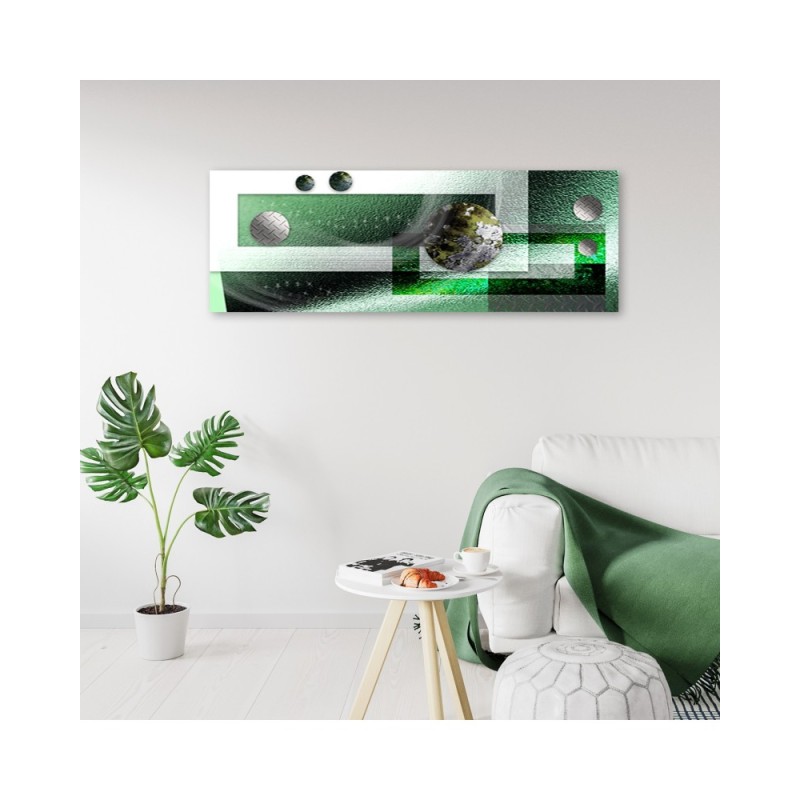 Leinwandbild - Grüne Metallkugeln abstrakt | Feeby