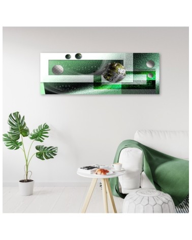 Leinwandbild - Grüne Metallkugeln abstrakt | Feeby