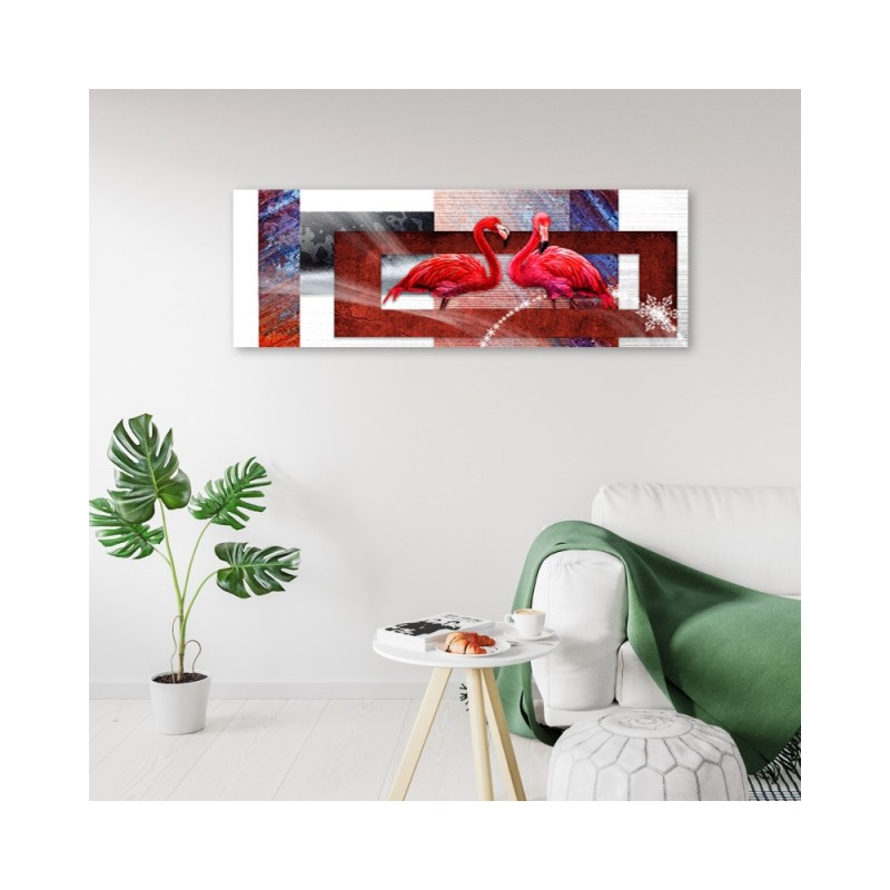 Modernes Wandbild - Zwei rote Flamingos | Feeby