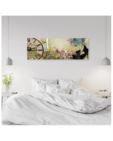 Leinwandbild modern - Frau und alte Uhr | Feeby