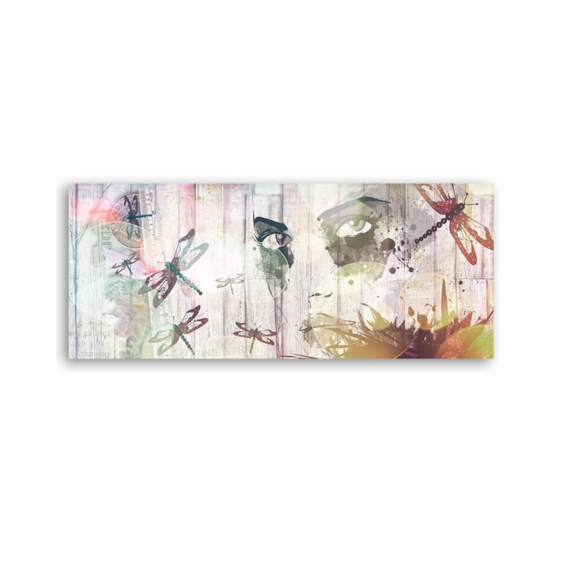 Leinwandbild - Frau und Schmetterlinge | Feeby