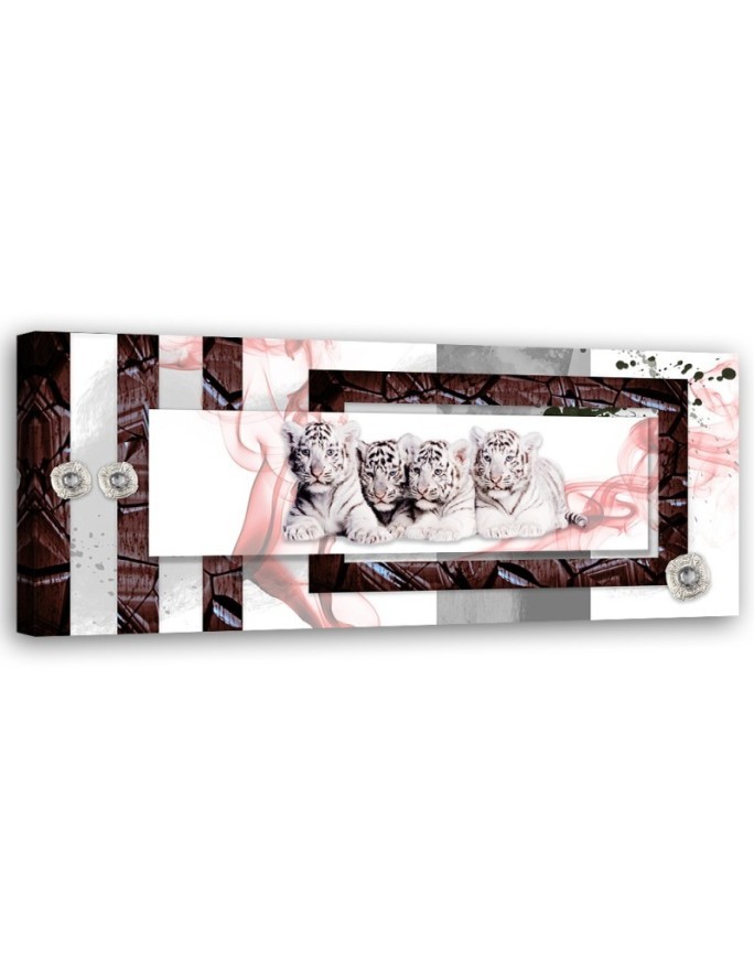 Wandbild für Wohnzimmer - Abstrakt mit Tigern | Feeby