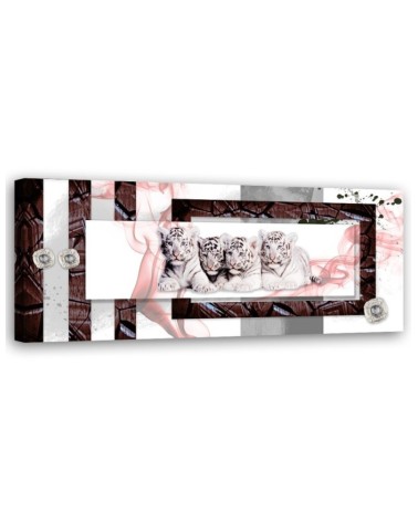 Wandbild für Wohnzimmer - Abstrakt mit Tigern | Feeby