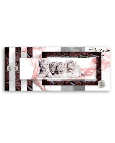 Wandbild für Wohnzimmer - Abstrakt mit Tigern | Feeby