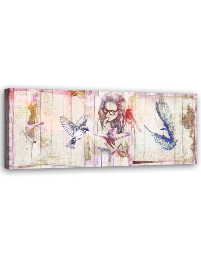 Modernes Wandbild - Mädchen mit Buch | Feeby