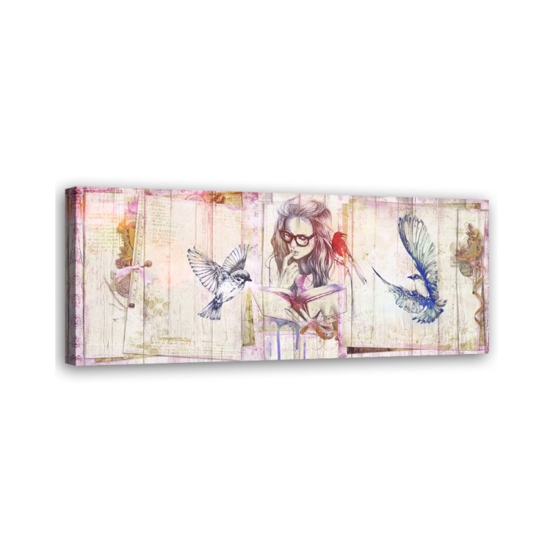 Modernes Wandbild - Mädchen mit Buch | Feeby