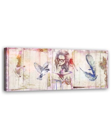 Modernes Wandbild - Mädchen mit Buch | Feeby