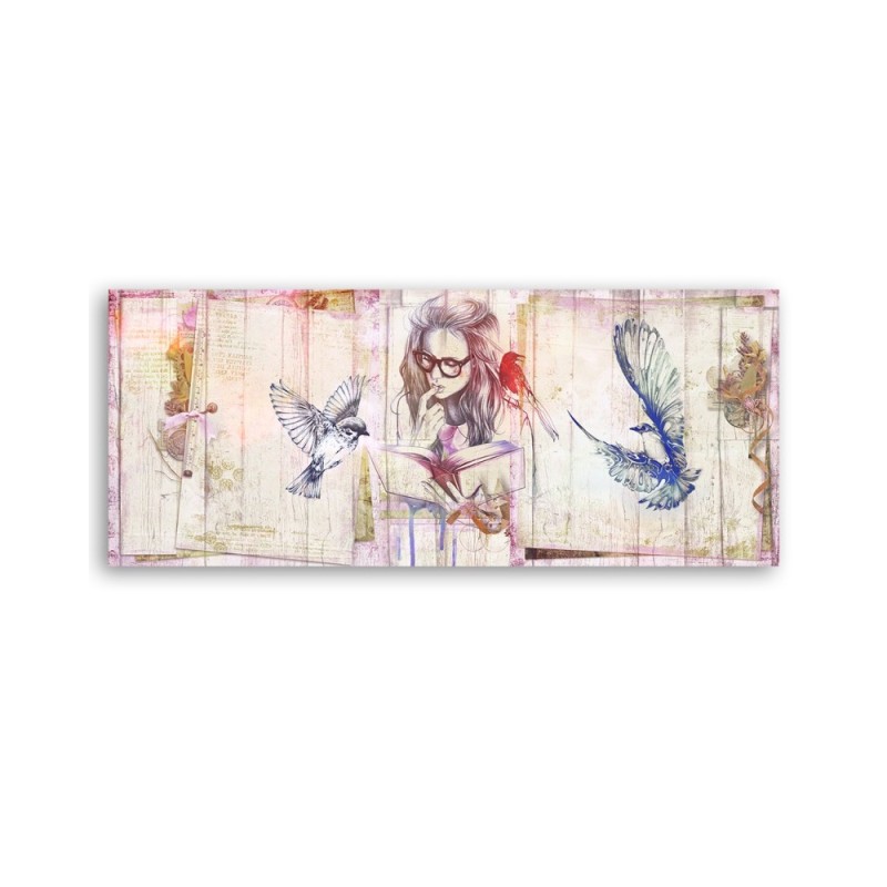 Modernes Wandbild - Mädchen mit Buch | Feeby