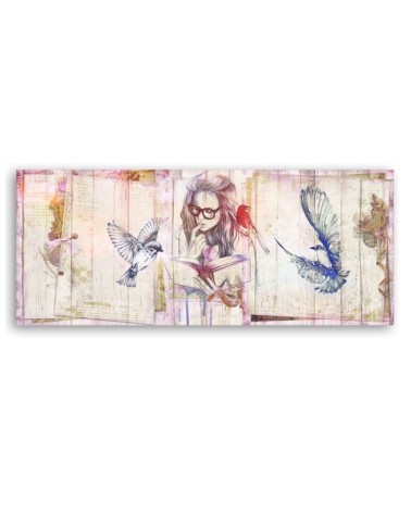 Modernes Wandbild - Mädchen mit Buch | Feeby