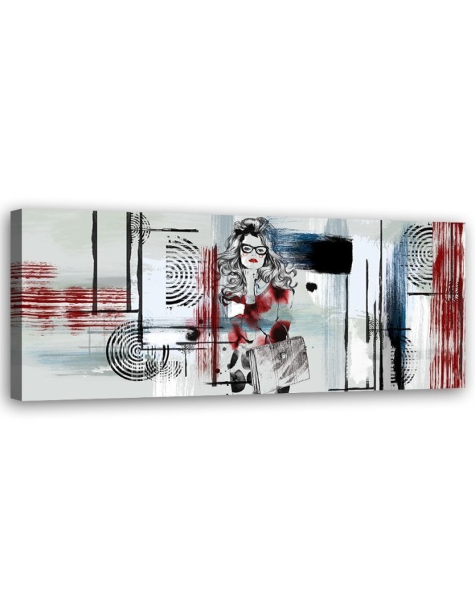 Leinwandbild - Frau mit Brille abstrakt | Feeby