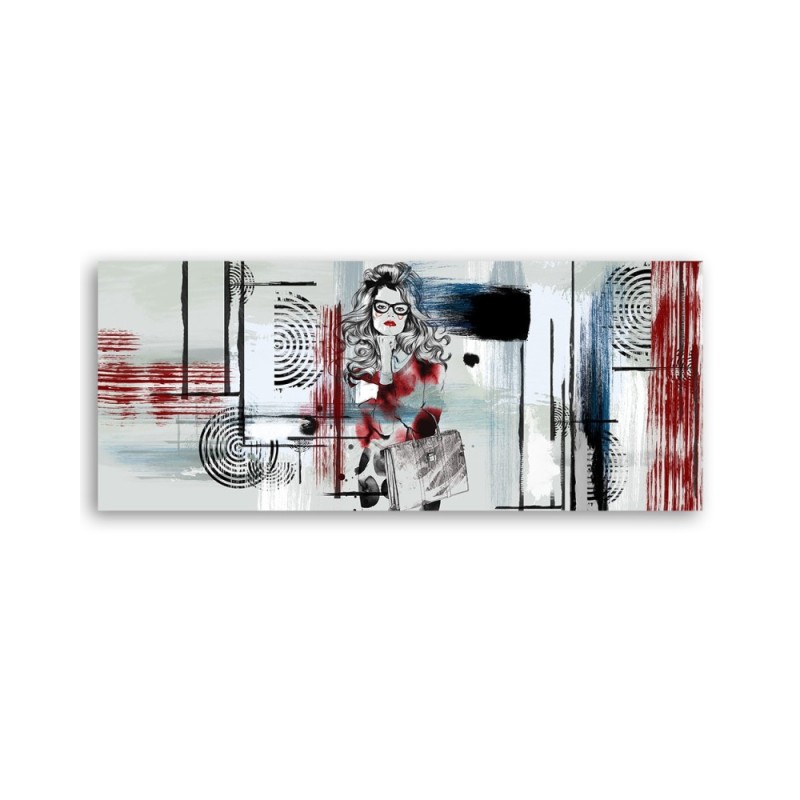 Leinwandbild - Frau mit Brille abstrakt | Feeby