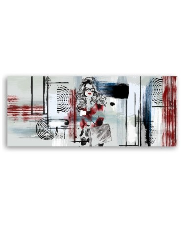 Leinwandbild - Frau mit Brille abstrakt | Feeby