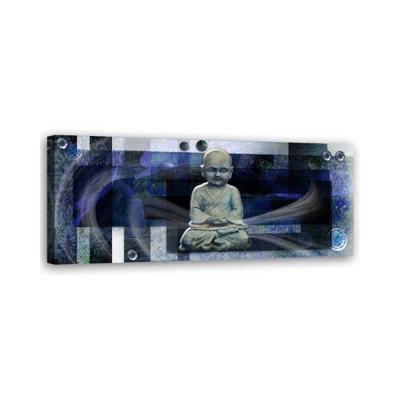 Wandbild für Wohnzimmer - Buddha auf blauem Hintergrund | Feeby