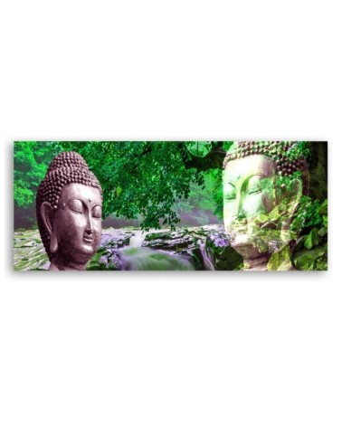 Modernes Wandbild - Buddha-Gesicht im Wald | Feeby