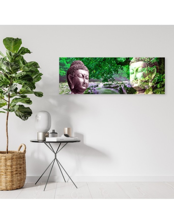 Obraz na ścianę do sypialni - Twarz Buddy w lesie | Feeby.pl