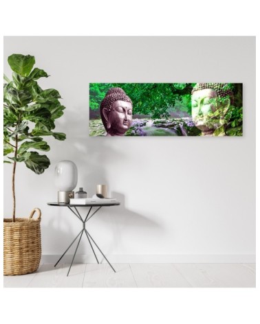 Modernes Wandbild - Buddha-Gesicht im Wald | Feeby