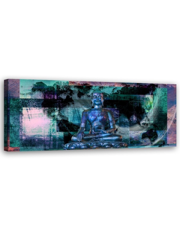 Wandbild für Wohnzimmer - Blaue Buddha-Statue | Feeby