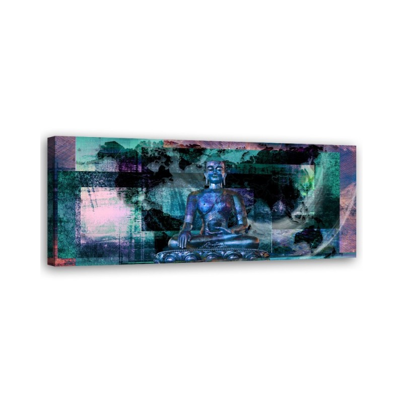 Wandbild für Wohnzimmer - Blaue Buddha-Statue | Feeby