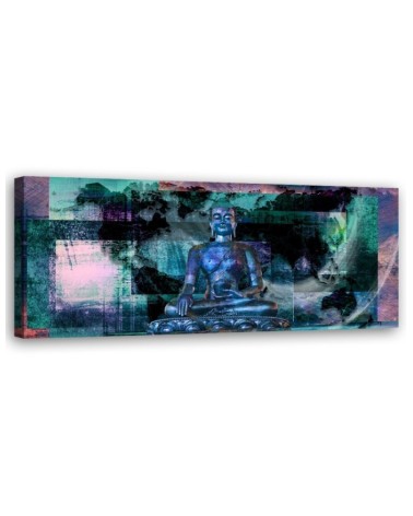 Wandbild für Wohnzimmer - Blaue Buddha-Statue | Feeby