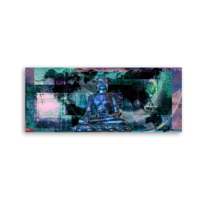 Wandbild für Wohnzimmer - Blaue Buddha-Statue | Feeby