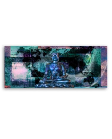 Wandbild für Wohnzimmer - Blaue Buddha-Statue | Feeby