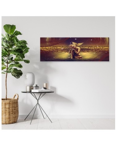 Modernes Wandbild - Goldener Buddha und Vogel | Feeby