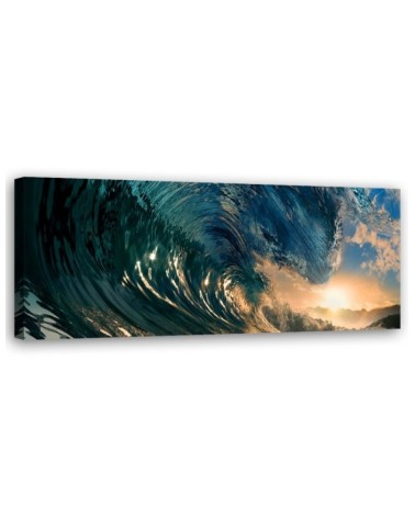 Leinwandbild modern - Meereswelle und Sonnenuntergang | Feeby