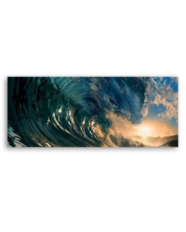 Leinwandbild modern - Meereswelle und Sonnenuntergang | Feeby