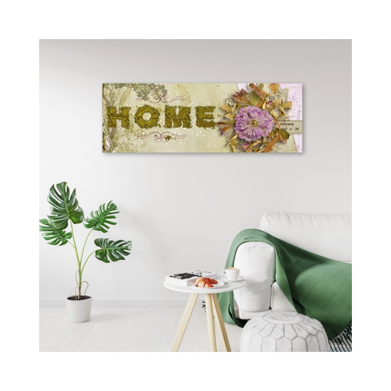 Wandbild für Wohnzimmer - Beschriftung im Vintage-Stil | Feeby