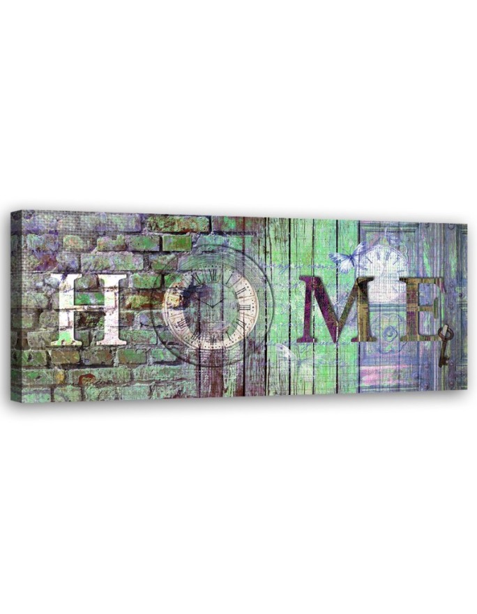 Modernes Wandbild - Grüne Wand Home-Schriftzug | Feeby